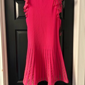 Milly Hot Pink Pleated Mini Dress